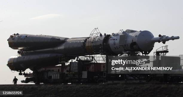 Russian Soyuz TMA-12 space craft is transported towards its launch pad in Baikonur on April 6, 2008. South Korea's first astronaut, a biosystems...