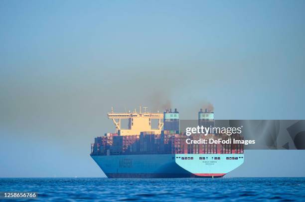 Maersk ship during the start of the Ocean race Leg 6 From Aarhus to The Hague on June 8, 2023 in Aarhus, Denmark.