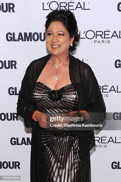 Prime Minister of the Republic of Trinidad and Tobago Kamla Persad-Bissessar attends the Glamour Magazine 2010 Women of the Year Gala at Carnegie...