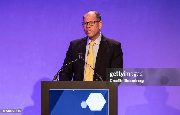 Mark Suzman, chief executive officer of the Bill & Melinda Gates Foundation, speaks at the London Tech Week conference in London, UK, on Tuesday,...