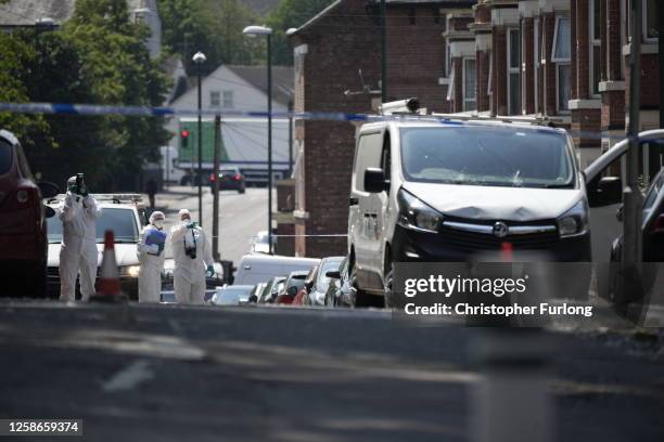 Police continue to investigate around a van parked in an area of Bentinck road and which is potentially connected with a major incident earlier today...