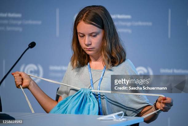 Swedish climate activist Greta Thunberg takes part in a Press Conference at the UNFCCC SB58 Bonn Climate Change Conference on June 13, 2023 in Bonn,...