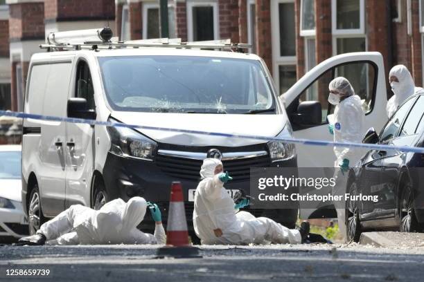 Forensic police continue to investigate around a van parked in an area of Bentinck road and which is potentially connected with a major incident...