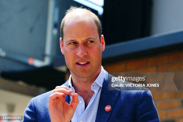 Britain's Prince William, Prince of Wales attends the opening of Centrepoint's Reuben House in London on June 13, 2023. Rueben House is part of a new...