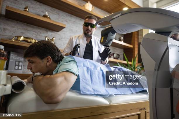 Former player of Real Madrid and Spanish National Football Team Fernando Morientes undergoes regression and robotic laser treatment in Istanbul,...