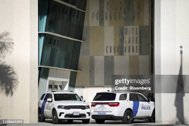 Department of Homeland Security police vehicles outside the Wilkie D. Ferguson Jr. United States Courthouse in Miami, Florida, US, on Tuesday, June...