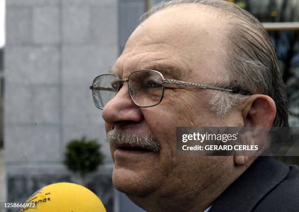 Cyprus Foreign minister,George Iacovou answers journalists' questions prior the Informal Foreign minister Council in Tullamore 16 April 2004. Cypriot...