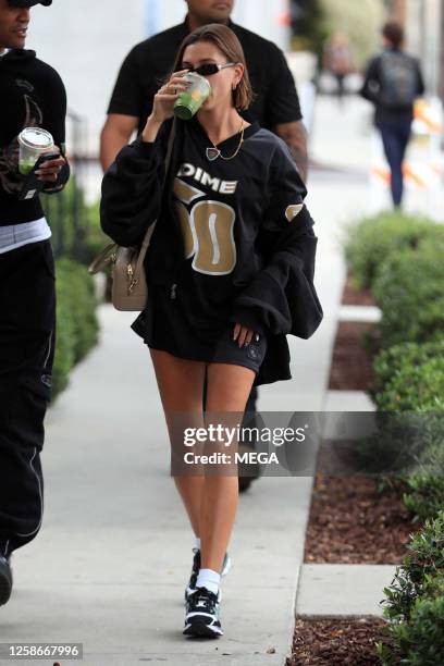 Hailey Bieber is seen on June 13, 2023 in Los Angeles, California.