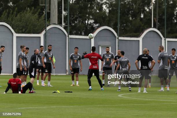 The Algerian national football team, during the training session, in Algiers, Algeria on June 13 in anticipation of the two matches against Uganda in...