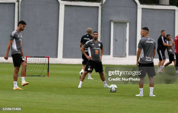 Said Benrahma Player of the Algerian national team, during the training session, in Algiers, Algeria on June 13 in anticipation of the two matches...