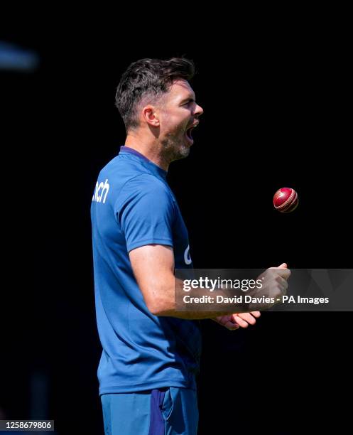 England's James Anderson during a nets session at Edgbaston, Birmingham. The men's Ashes series between England and Australia starts on Friday June...