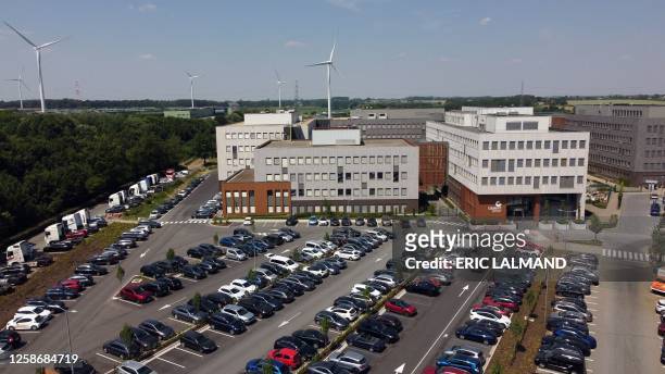 Aerial drone picture shows the headquarters and main site of Colruyt Group, Wednesday 14 June 2023. BELGA PHOTO ERIC LALMAND