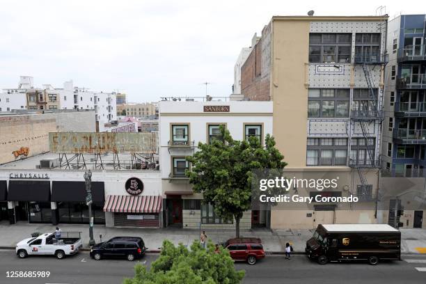 Sanborn Hotel Apartments at 526 S. Main St. LA 90013 in downtown on Wednesday, June 14, 2023 in Los Angeles, CA. "Skid Row Housing Trust provides...