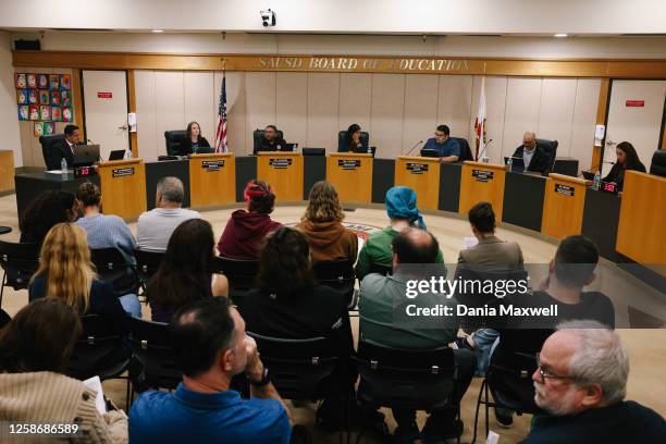 Santa Ana, CA Opening statements are made during a board meeting at the Santa Ana Unified School District Board Room on Tuesday, June 13, 2023 in...