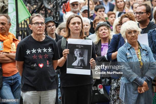 Protesters with anti-government sogans are seen in Gdansk, Poland on 14 June 2023 Protests in over 60 Polish cities demand liberalized abortion law...