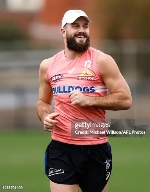 Josh Bruce of the Bulldogs in action during the Western Bulldogs training session at Whitten Oval on June 15, 2023 in Melbourne, Australia.