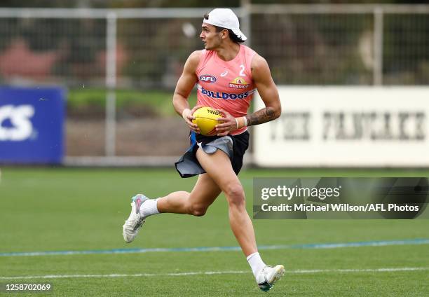 Jamarra Ugle-Hagan of the Bulldogs in action during the Western Bulldogs training session at Whitten Oval on June 15, 2023 in Melbourne, Australia.