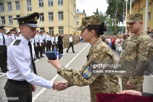 Awarding of graduation awards to cadets during the graduation ceremony at the Heroes Krut Lyceum in Lviv. After passing the Military Physical...