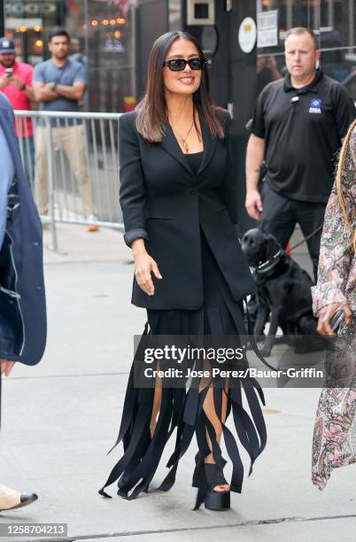 Salma Hayek is seen arriving to the "Good Morning America" Show on June 14, 2023 in New York City.