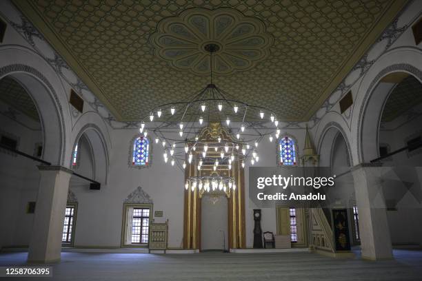 An inside view of Murad Pasha Mosque, one of the most visited monuments of the city built in the early 15th century and located in the center, in...