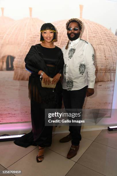 Gaisang Noge & Sjava at the exclusive premiere of Shaka Ilembe at Monte Casino on June 13, 2023 in Johannesburg, South Africa. The historical drama...