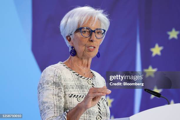 Christine Lagarde, president of the European Central Bank , at a rates decision news conference in Frankfurt, Germany, on Thursday, June 15, 2023....