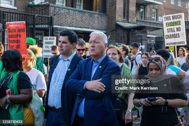 Labour MPs Richard Burgon , Ian Lavery and Apsana Begum and former Labour MP Emma Dent Coad accompany members of the Grenfell community on the...