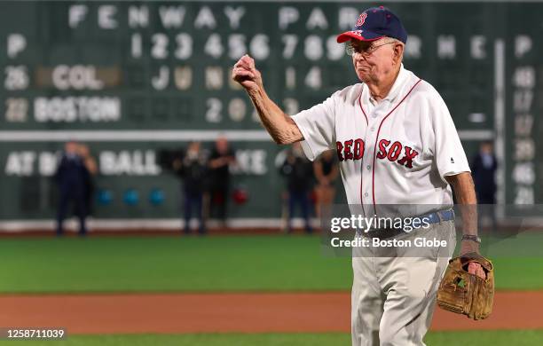 Richard Phelps threw out the first pitch. The Boston Red Sox beat the Colorado Rockies, 6-3.