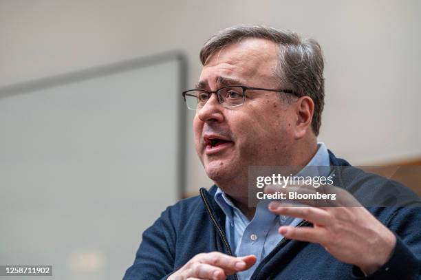 Reid Hoffman, co-founder of LinkedIn Corp., during an interview on "The Circuit with Emily Chang" in San Francisco, California, US, on Monday, Feb....