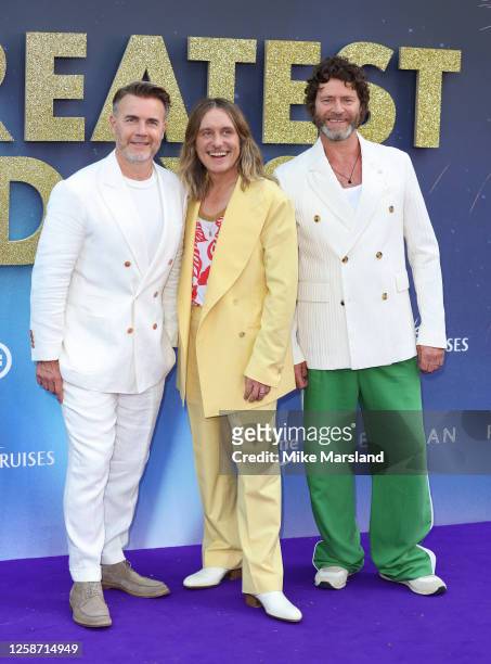 Gary Barlow, Mark Owen and Howard Donald of Take That attend Take That's "Greatest Days" World Premiere at Odeon Luxe Leicester Square on June 15,...
