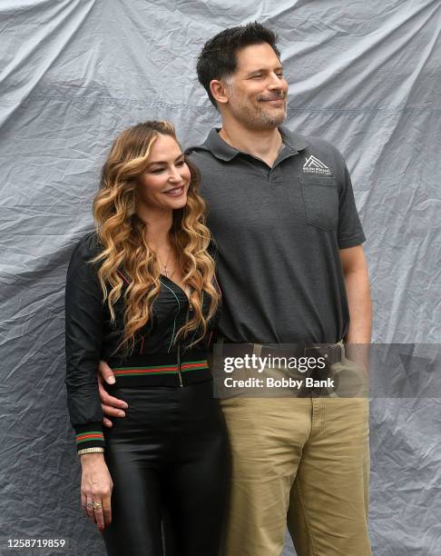 Drea de Matteo and Joe Manganiello on the set of "Nonnas" on June 15, 2023 in Linden, New Jersey.