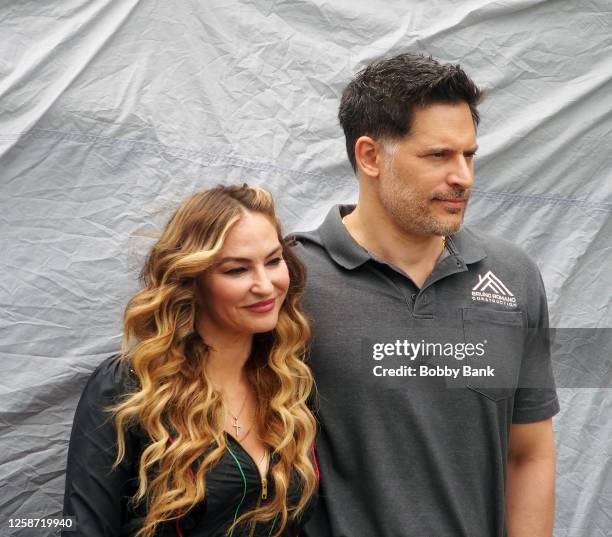 Drea de Matteo and Joe Manganiello on the set of "Nonnas" on June 15, 2023 in Linden, New Jersey.