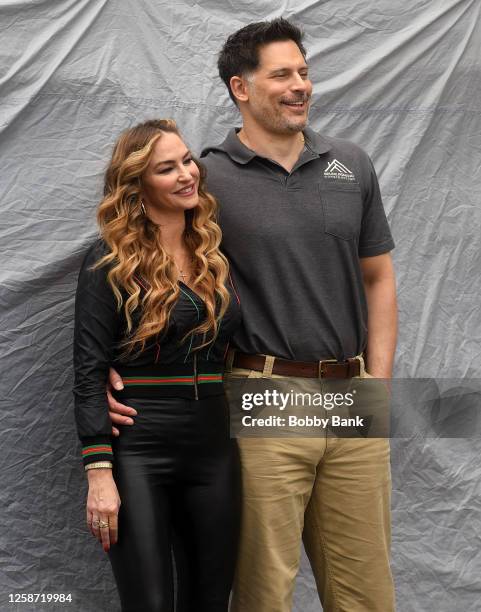 Drea de Matteo and Joe Manganiello on the set of "Nonnas" on June 15, 2023 in Linden, New Jersey.