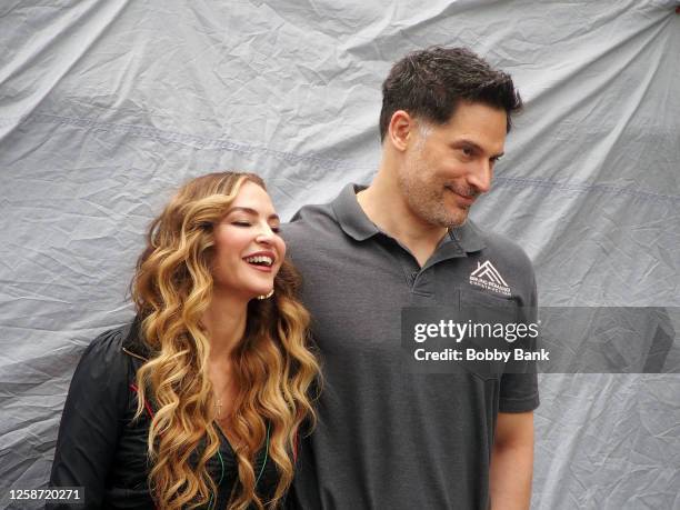 Drea de Matteo and Joe Manganiello on the set of "Nonnas" on June 15, 2023 in Linden, New Jersey.