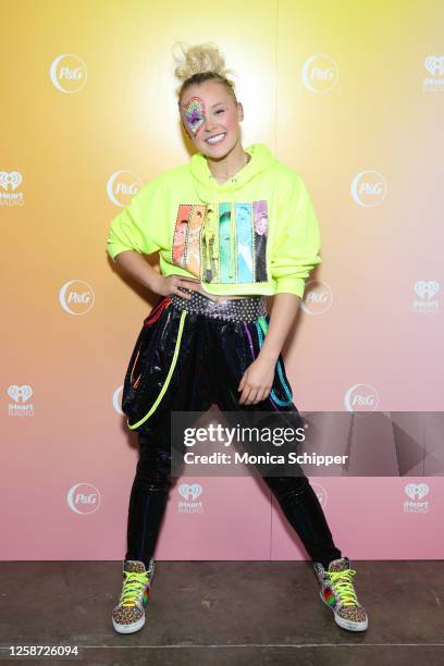 In this image released on June 15, JoJo Siwa poses for a photo backstage during iHeartRadio Can't Cancel Pride at iHeartRadio Theater on April 24,...