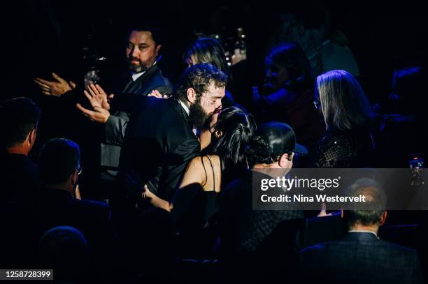 Post Malone and his fiancé Jamie at the 2023 Songwriters Hall of Fame Induction Ceremony held at the Marriott Marquis Hotel on June 15, 2023 in New...