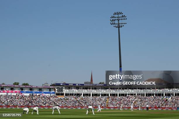 Australia's Josh Hazlewood bowls to England's Ollie Pope during play on the opening day of the first Ashes cricket Test match between England and...