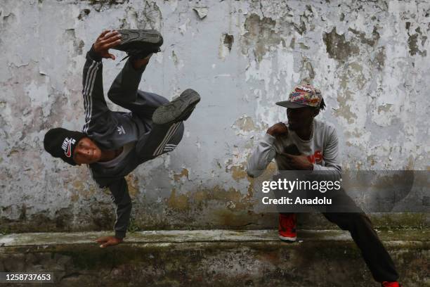 Two inmates are seen at Central La Picota penitentiary New Prison Complex in Bogota, Colombia on June 06, 2023. Hip-hop empowers inmates and guards...