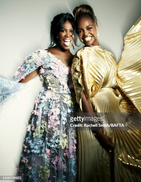 Dancers Motsi Mabuse and Oti Mabuse are photographed at BAFTA's television awards with P&O Cruises on May 14, 2023 in London, England.