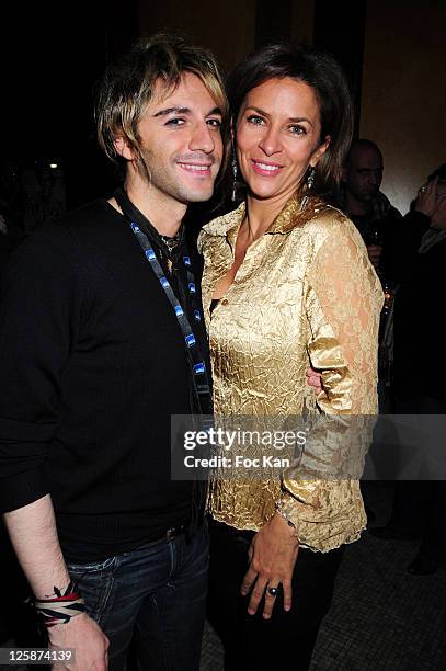 Comedians Mikelangelo Loconte and Corinne Touzet attend the Michael Gregorio Generale After Party at Le Bataclan Cafe on October 21, 2010 in Paris,...