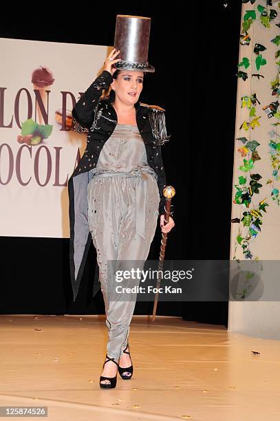 Singer Marie Amelie Seigner dressed by Pierre Marcolini and Ekyog attends the Salon Du Chocolat 2010 - Opening Night at the Parc des Expositions...