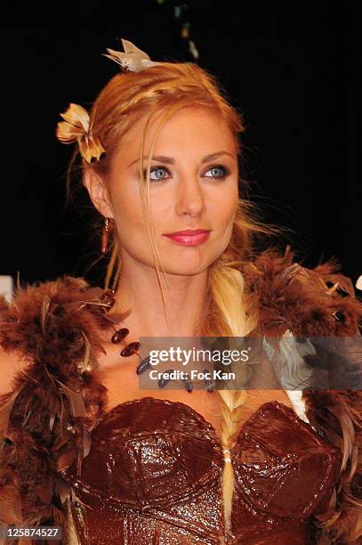 Presenter Ariane Brodier dressed by Maison Bonnat and Valerie Pache attends the Salon Du Chocolat 2010 - Opening Night at the Parc des Expositions...