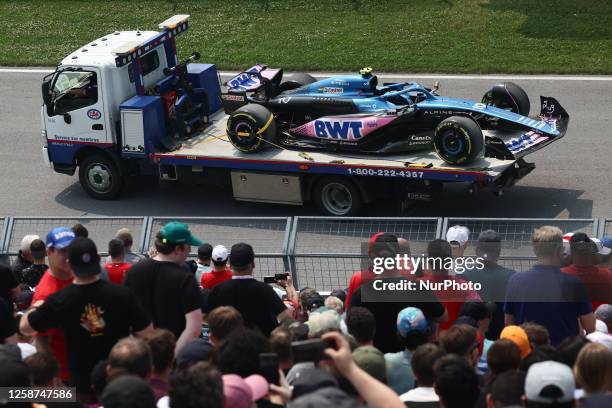 Alpine car of Pierre Gasly during first practice ahead of the Formula 1 Grand Prix of Canada at Circuit Gilles Villeneuve in Montreal, Canada on June...