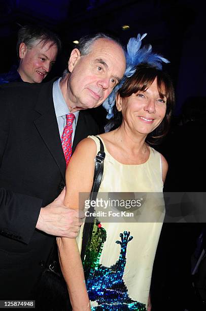 Minister Frederic Mitterrand and photographer Sophie Calle attend the Bal Jaune Fiac 2010 at the Pavillon Cambon Capucines on October 22, 2010 in...