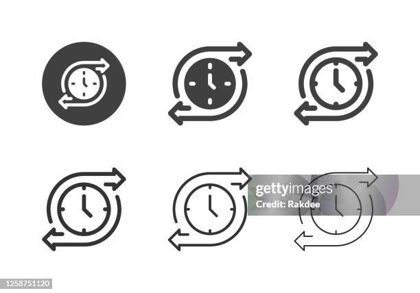 time flow icons - multi series - time travel stock illustrations