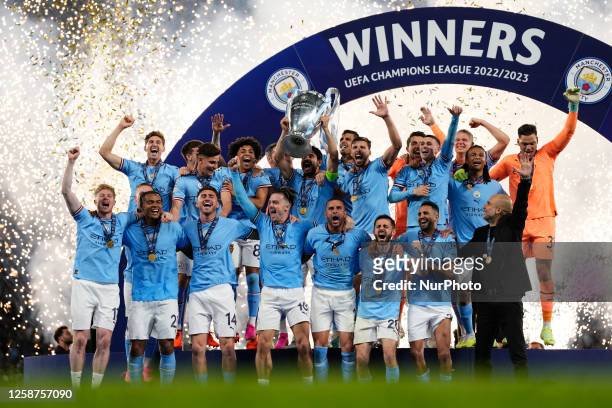 Ilkay Gundogan central midfield of Manchester City and Germany lifts the trophy after winning with his team the UEFA Champions League 2022/23 final...