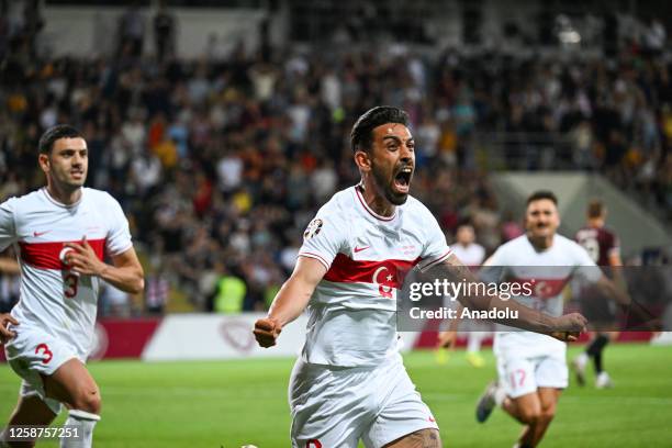 Irfan Can Kahveci of Turkiye celebrates after scoring a goal with his teammates during the UEFA EURO 2024 Qualifiers Group D match between Turkiye...