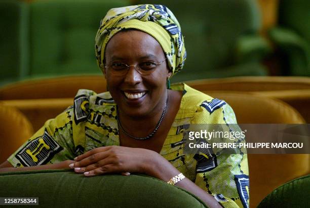 Burundi's Marguerite Barankitse, tutsi woman, poses in Madrid, 25 March 2003 to receive a spanish NGO called "Comision Espanola de Ayuda al...