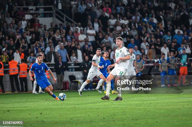 Of the Republic of Ireland during the UEFA EURO 2024 qualifying round group B match between Greece and the Republic of Ireland at OPAP Arena on May...