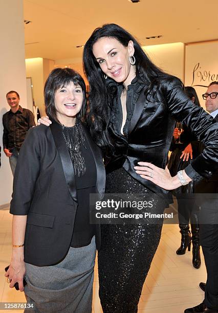 Bernadette Morra and designer L'Wren Scott attend the cocktail reception for designer L'Wren Scott at The Room, The Bay on October 26, 2010 in...